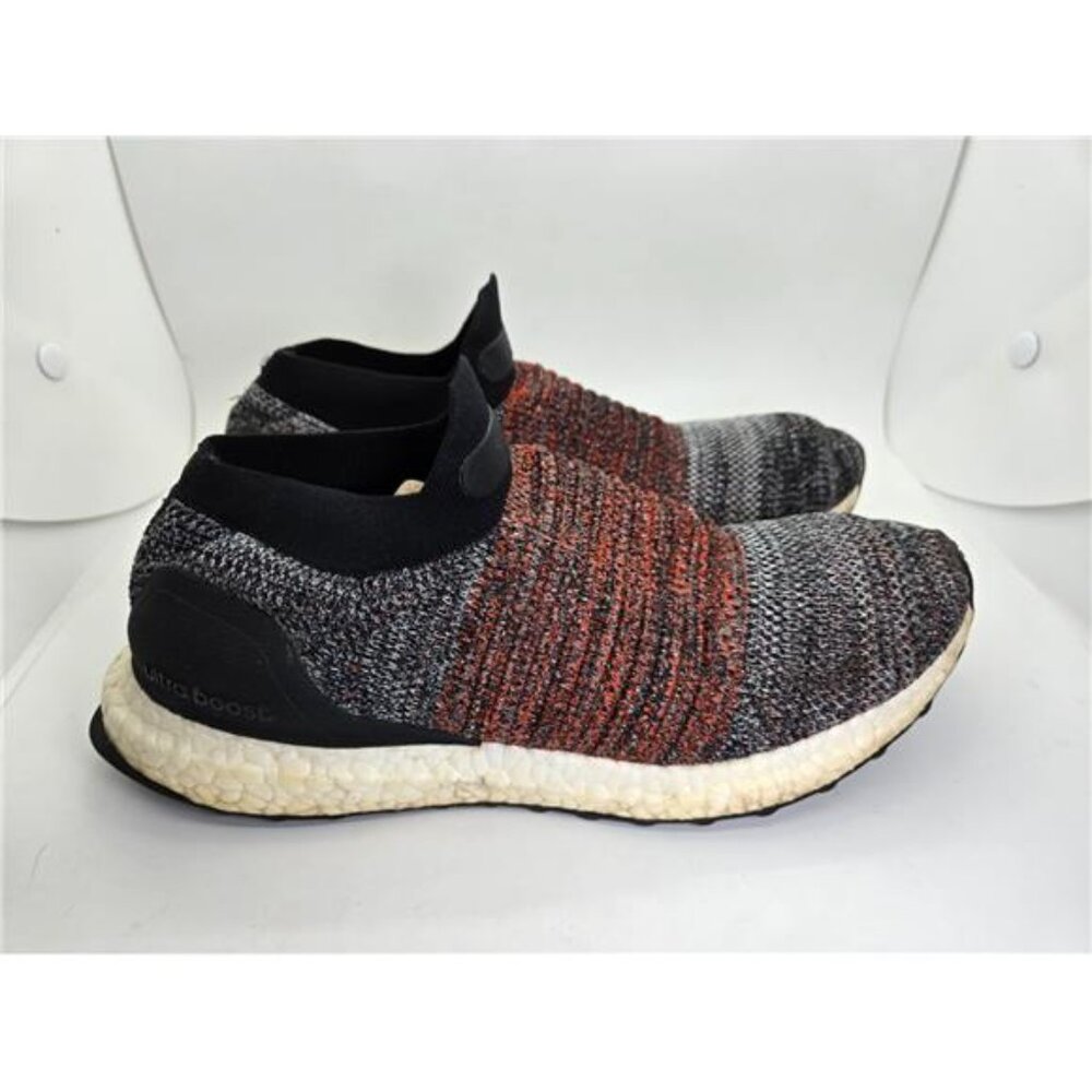 Adidas UltraBoost Laceless Shoes Mens 7.5 Grey Red Running Athletic Gym Sneakers